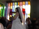 A blurry shot of a beautiful bride.