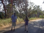 Nick and Julia walking.