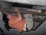 Nick climbs into the ceiling.